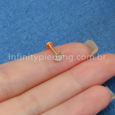 Piercing Labret Aço Cirúrgico Com Zircônia