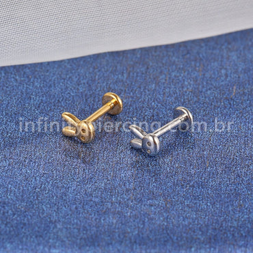 Piercing Labret Aço Cirúrgico Coelho