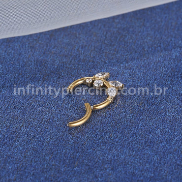 Piercing Argola Titânio Folha Zircônia Cravejada