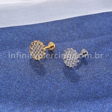 Piercing Labret Titânio Redondo Com Zircônia