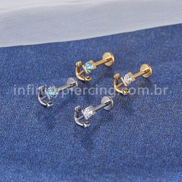 Piercing Labret Titânio Ancora Com Zircônia