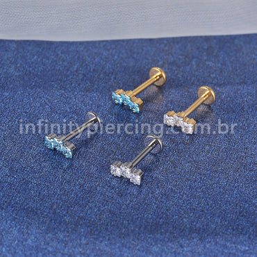 Piercing Labret Titânio Trio Zircônia