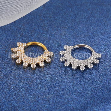 Piercing Argola Titânio Segmento Articulado Zircônia Cravejada