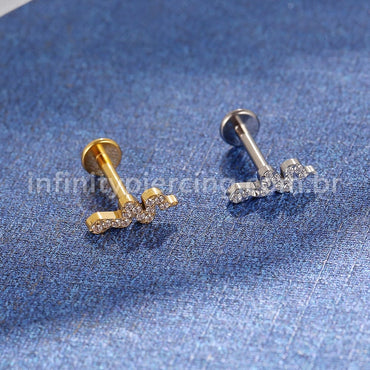 Piercing Labret Titânio Cobra Zircônia Cravejada
