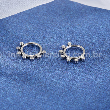 Piercing Argola Titânio Segmento Articulado 7 Zircônias