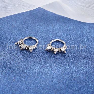 Piercing Argola Titânio Segmento Articulado Indiano Zircônia