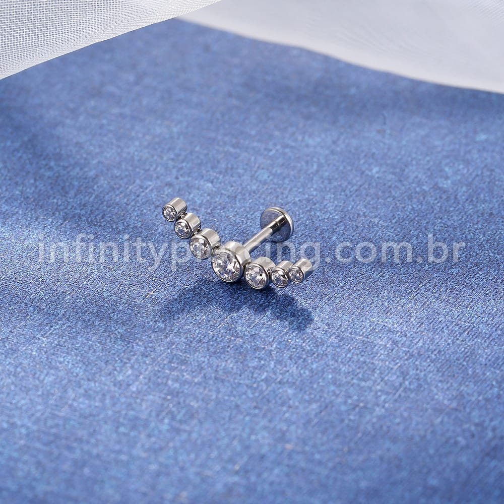Piercing Labret Cluster Titânio Zircônia