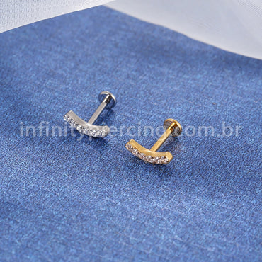 Piercing Labret Cluster Titânio Zircônia Cravejada