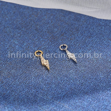 Pingente Para Piercing Titânio Mini Raio Zircônia