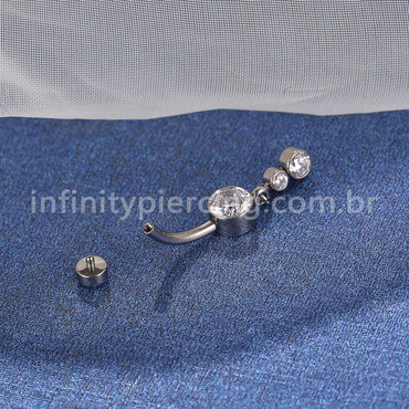 Brilho Minimalista com Corrente Dupla em Titânio para Piercing de Umbigo