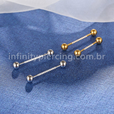 Piercing Mamilo Aço Cirúrgico Zircônia Cravejada