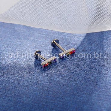 Piercing Labret Titânio Barra Zircônia Colorida
