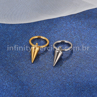Piercing Argola Lisa Titânio Com Pingente Spike