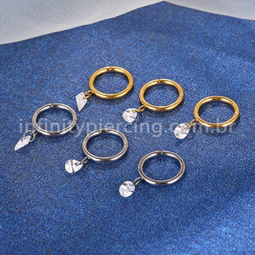 Piercing Argola Lisa Titânio Com Pingente