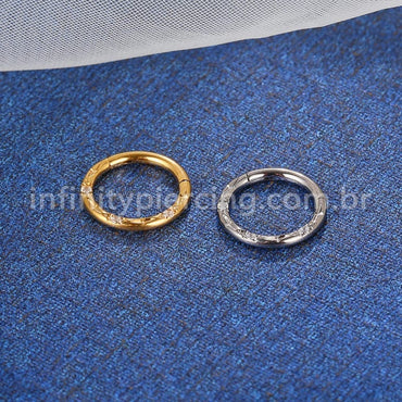 Piercing Argola Frontal Titânio Detalhes Com Zircônia