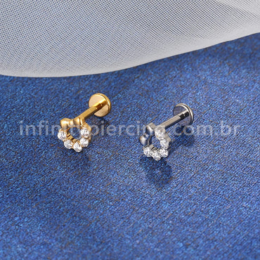 Piercing Labret Titânio Zircônia Cravejada Com Laço
