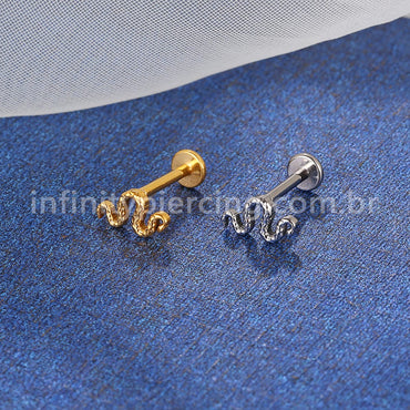 Piercing Labret Titânio Cobra