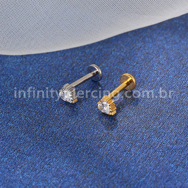 Piercing Labret Titânio Coração Zircônia