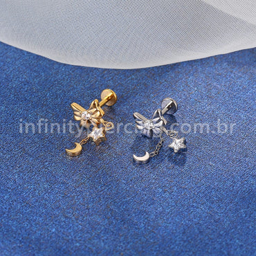 Piercing Labret Titânio Laço Com Pingente