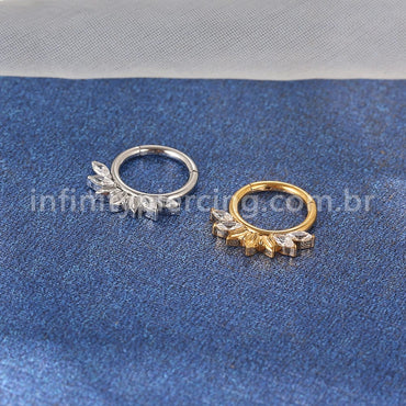 Piercing Argola Aço Cirúrgico Segmento Articulado 4 Pedras Zircônia Cravejada