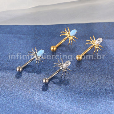Piercing Banana Titânio Aranha Zircônia Cravejada