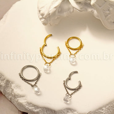 Piercing Argola Titânio Pingente Gota