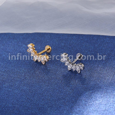 Piercing Labret Titânio 7 Zircônias