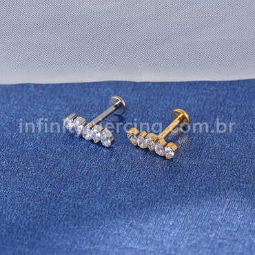 Piercing Labret Titânio Zircônia Cravejadas Gotas