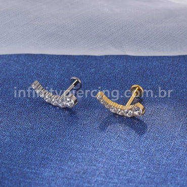 Piercing Labret Titânio Cluster 7 Zircônias