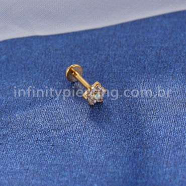Piercing Labret Aço Cirúrgico Rosca Flor Zircônia