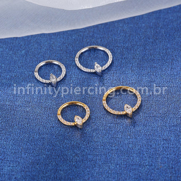 Piercing Argola Aço Cirúrgico Zircônia Cravejada