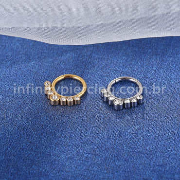 Piercing Argola Aço Cirúrgico Segmento Articulado 7 Zircônia