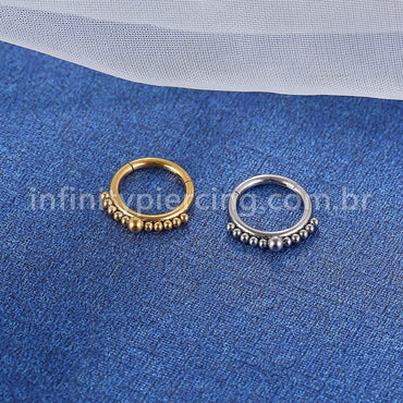 Piercing Argola Aço Cirúrgico Segmento Articulado Bolinhas