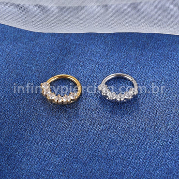 Piercing Argola Aço Cirúrgico Segmento Articulado Zircônia Cravejada