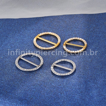 Piercing Argola Aço Cirúrgico Mamilo Zircônia Cravejada