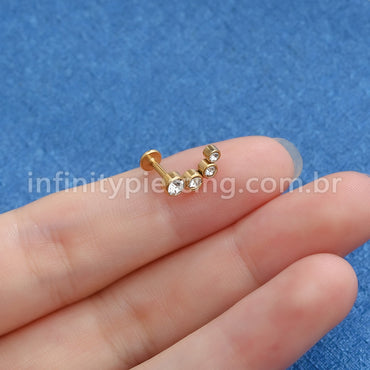 Piercing Labret Aço Cirúrgico Zircônia