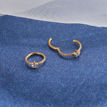 Piercing Argola Titânio Segmento Articulado Zircônia Estrela