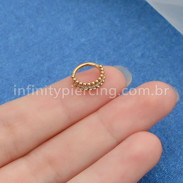 Piercing Argola Titânio Segmento Articulado Indiano Zircônia Cravejada