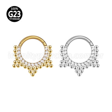 Piercing Argola Titânio Segmento Articulado Indiano Zircônia Cravejada