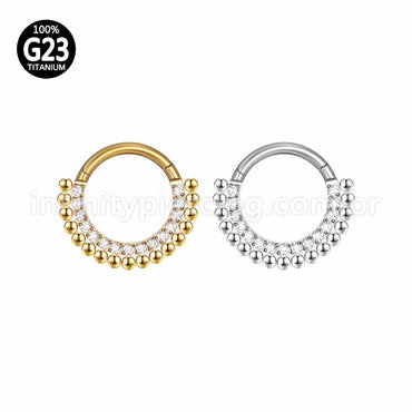 Piercing Argola Titânio Segmento Articulado Indiano Zircônia Cravejada