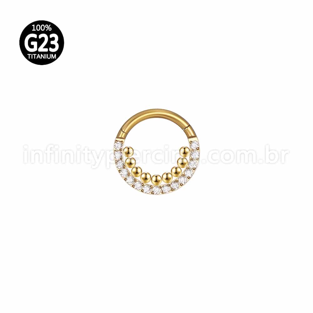Piercing Argola Titânio Segemento Articulado Indiano Zircônia Cravejada