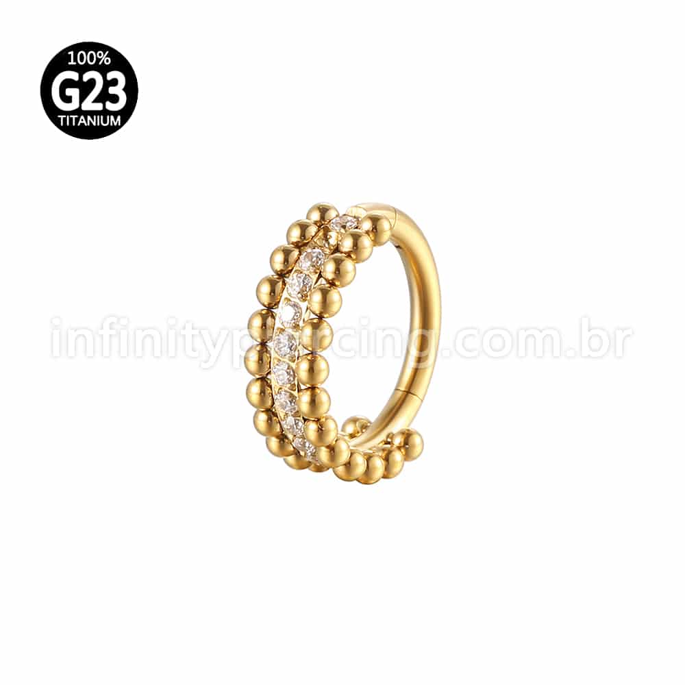 Piercing Argola Titânio Segmento Articulado Indiano Zircônia Cravejada