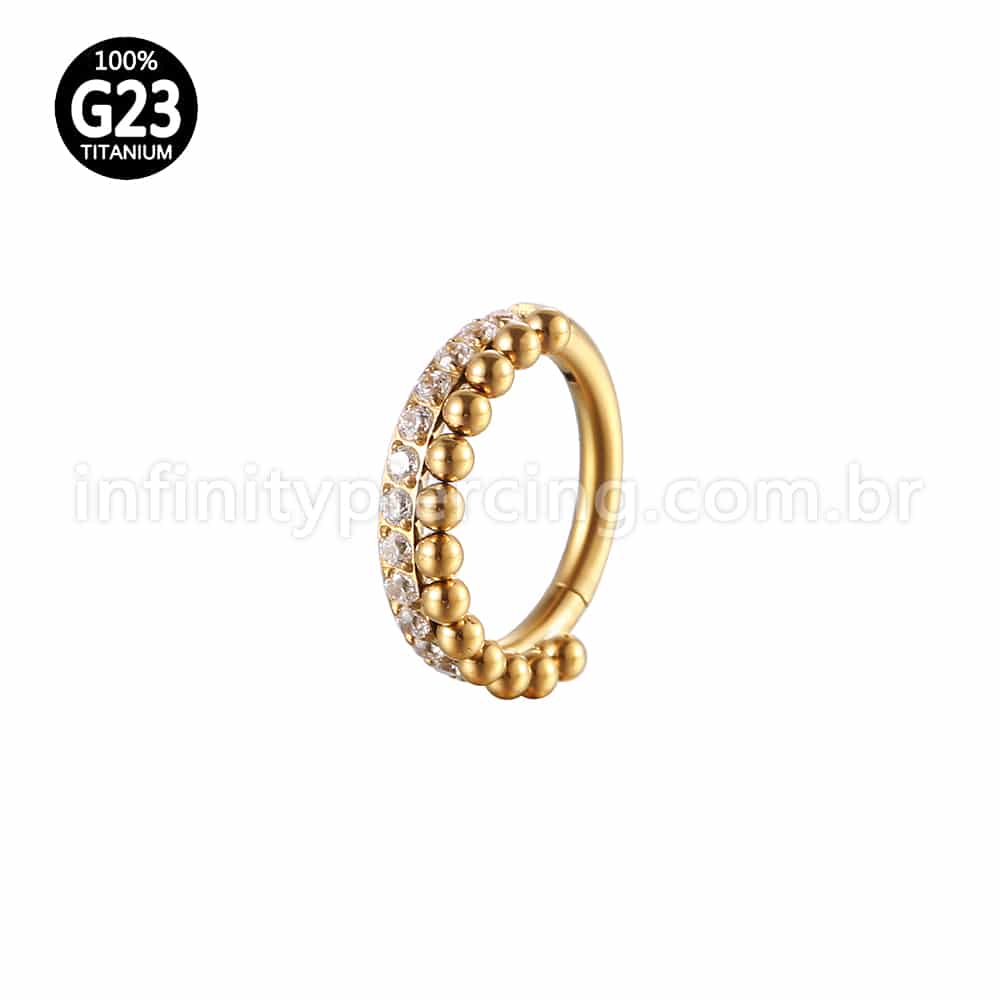 Piercing Argola Titânio Segemento Articulado Indiano Zircônia Cravejada