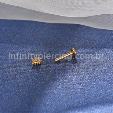 Piercing Labret Aço Cirúrgico Indiano Gota Zircônia