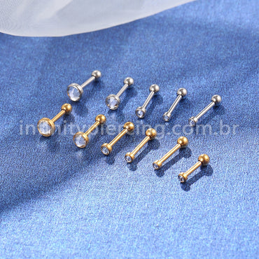 Piercing Minibarbell Aço Cirúrgico Swarovski