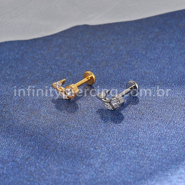 Piercing Labret Titânio Rosa Zircônia