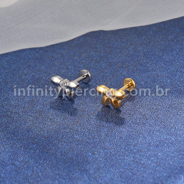 Piercing Labret Titânio Meia Flor