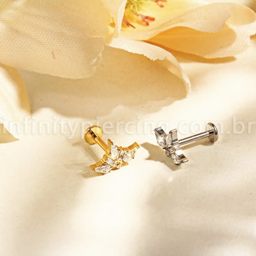 Piercing Labret Titânio Coroa Zircônia Cravejada