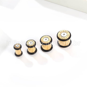 Alargador Aço Cirúrgico Gold Plug Com Borracha