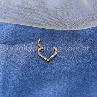 Piercing Argola Gota Titânio Segmento Articulado Zircônia Cravejada
